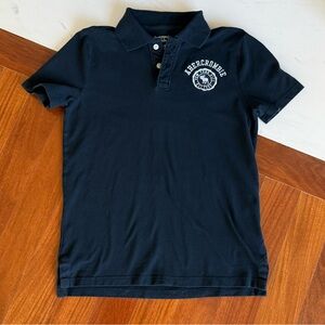 Abercrombie & Fitch Navy Polo Shirt A&F Boys Logo Shirt T-Shirt Top Size 15/16